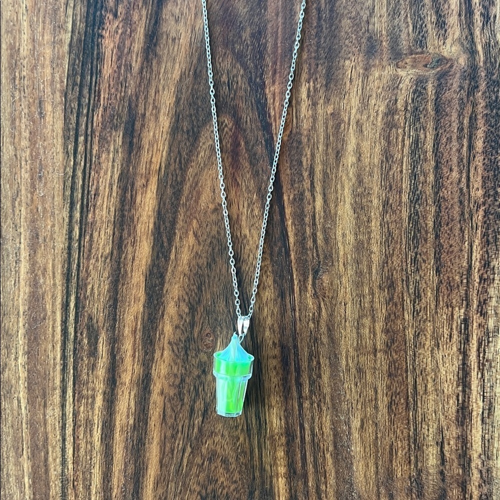 Charming Green Milkshake Pendant Necklace - Picture 3 of 4